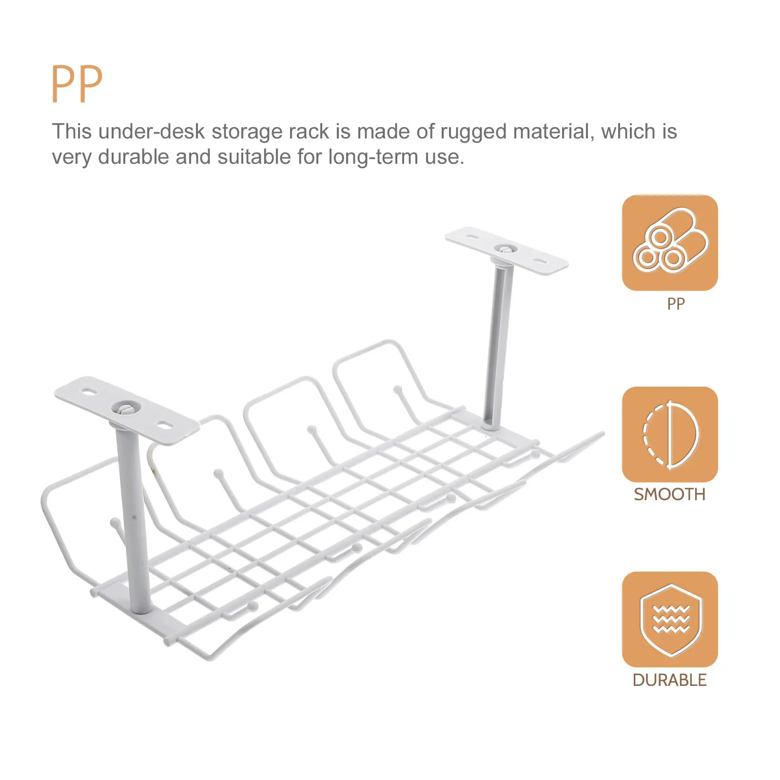 

Under Desk Cable Organizer Basket Office Desk Storage Shelf Stylish Wire Tray for Pens Cables Telephones Easy Storage