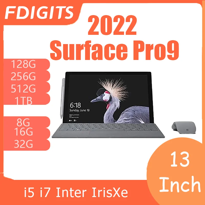 2022 Surface Pro9 i5 i7 Inter IrisXe chip Thin & Lightweight 12th Gen Portable Laptop 13Inch 128G/256G/512G/1TSSD 8G/16G/32GRAM.