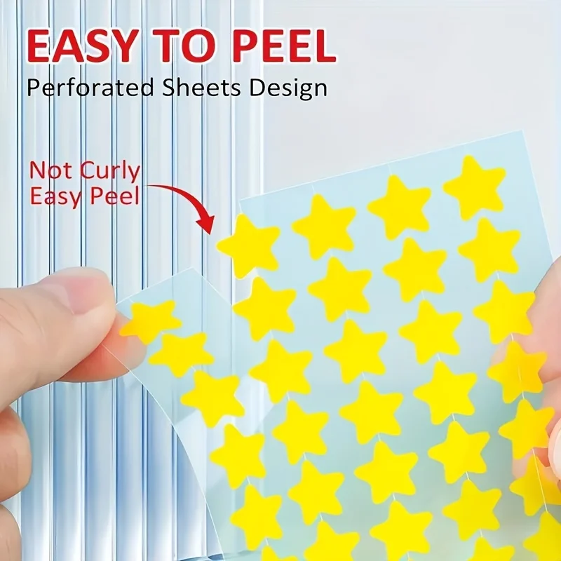 200pcs Multicolor Star Acne Patches - Adesivos de cobertura de manchas invisíveis fofos de cores mistas, caixa rosa