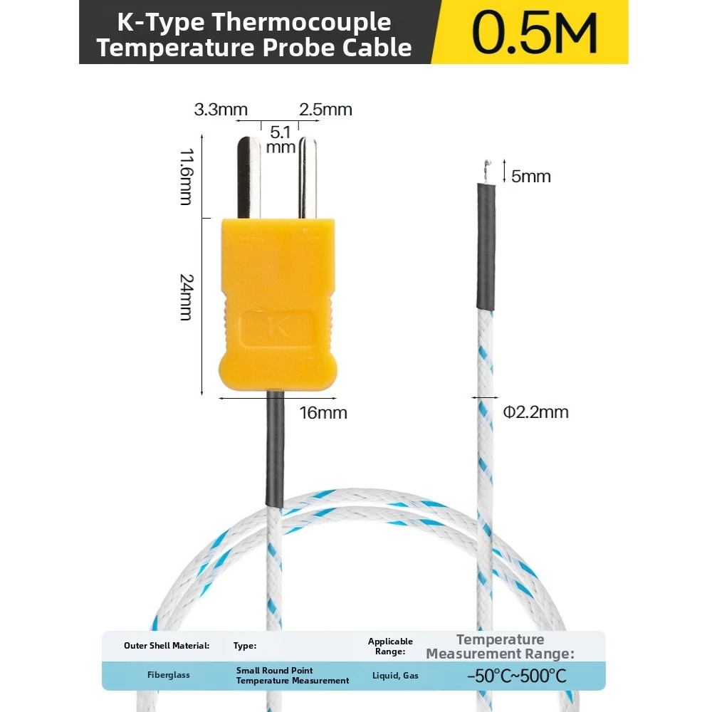 0.5/1/3/5/10/15/25M Long Wire Temperature Test TM-902C TES-1310 K-type TP-01 Thermo Sensor Probe -50~500° view 4