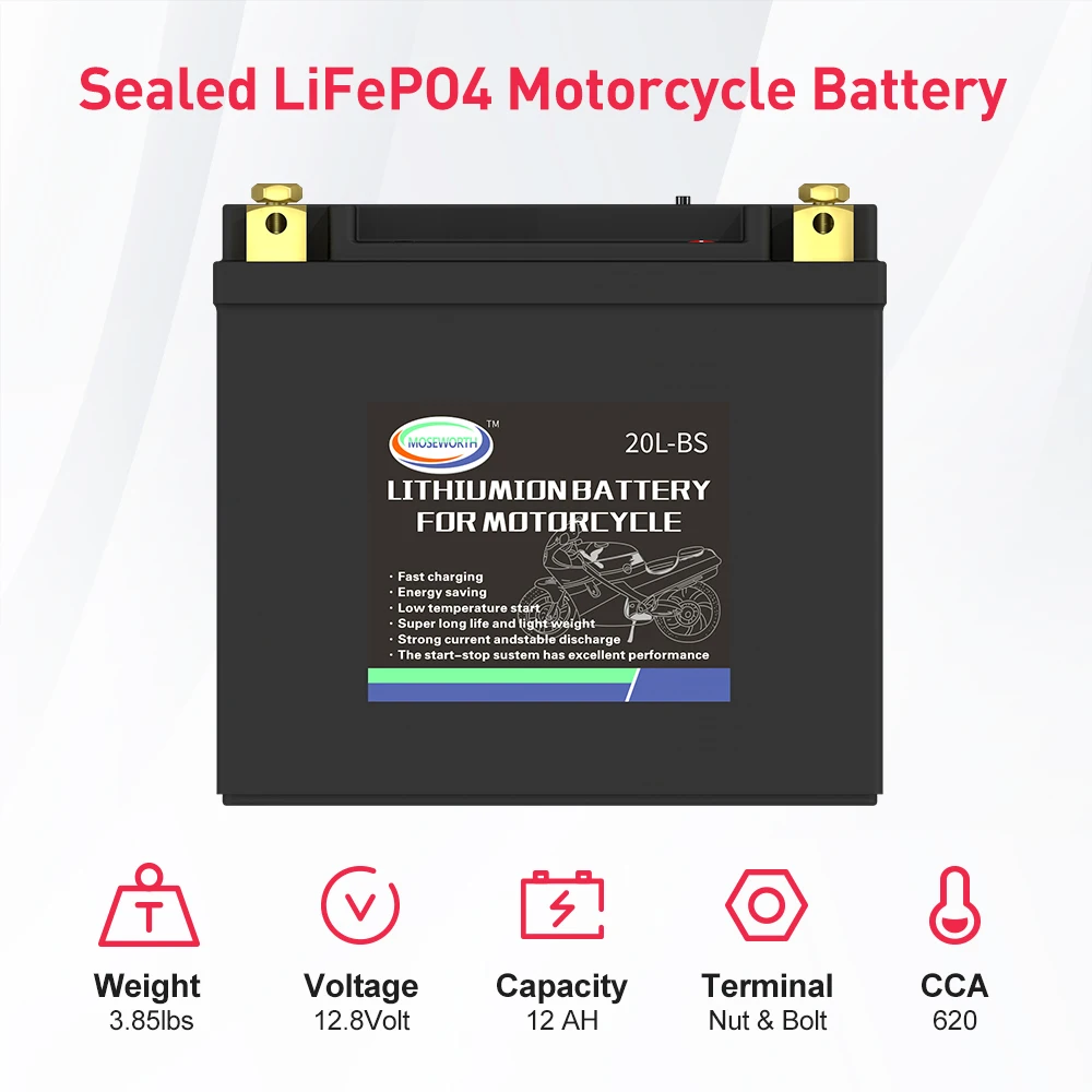 Motorcycle Battery LiFePO4 12V 12Ah CCA620A Lithium IonPhosphate With BMS Voltage For BMW Halley Augusta KTM Honda Suzuki Yamaha