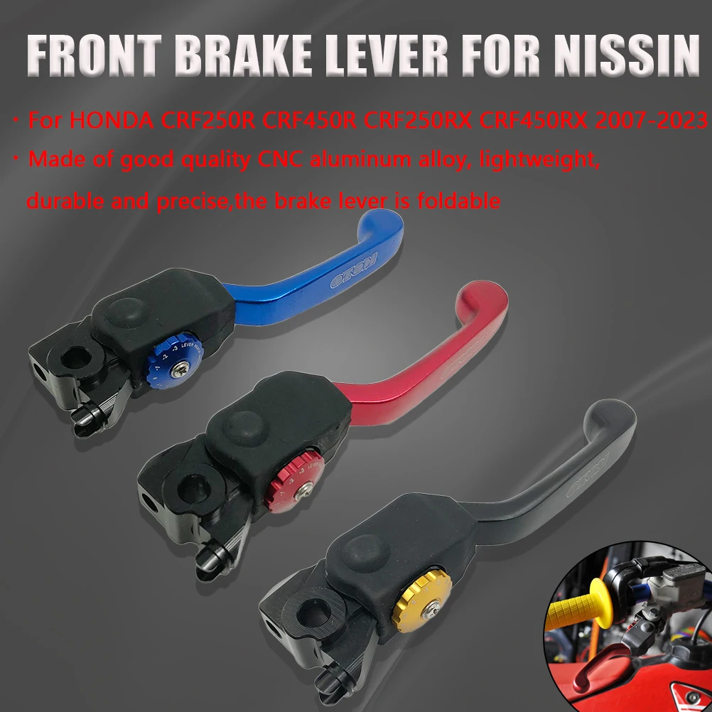 For HONDA 2007-2023 Motorcycle NISSIN Front Brake Lever 7 Gears Adjustable Folding Handle CRF250R CRF450R CRF250RX CRF450RX Bike