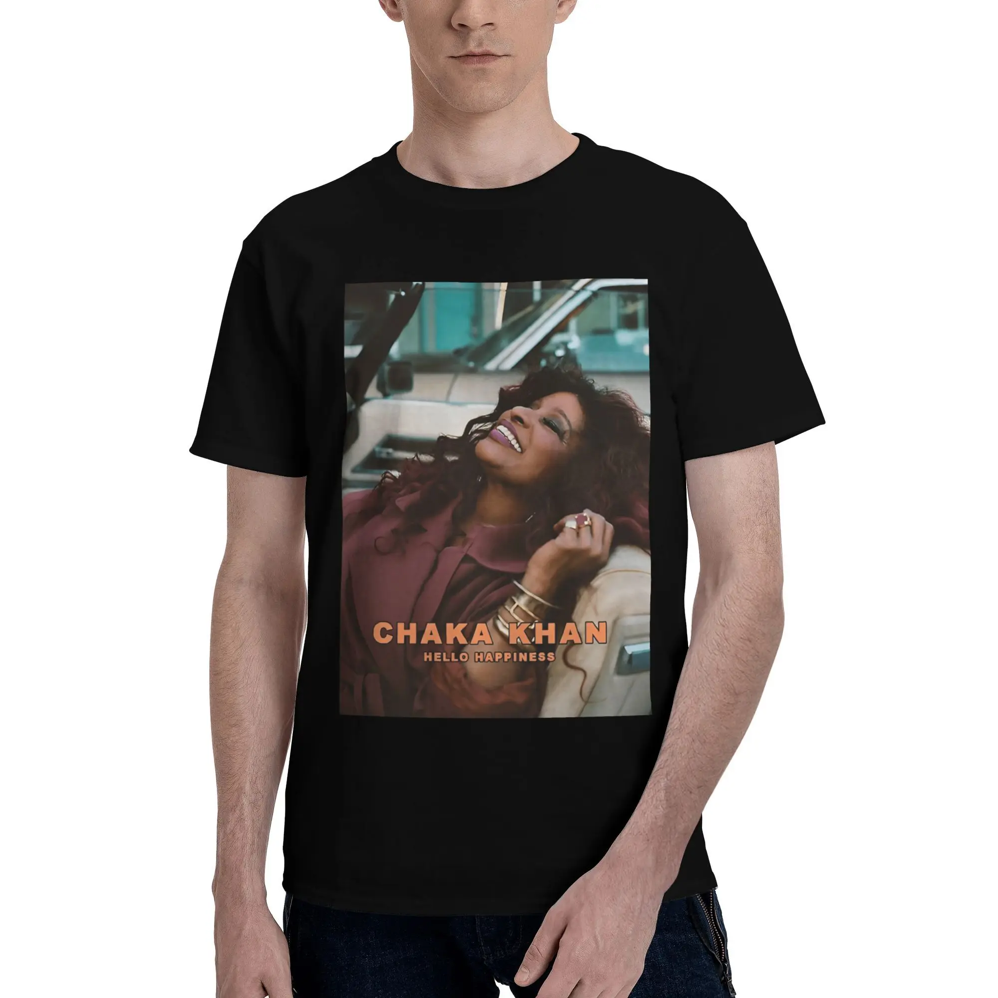 

Мужские футболки Singer Chaka Khan, винтажные футболки из 100% хлопка, футболка с круглым вырезом и короткими рукавами, одежда больших размеров