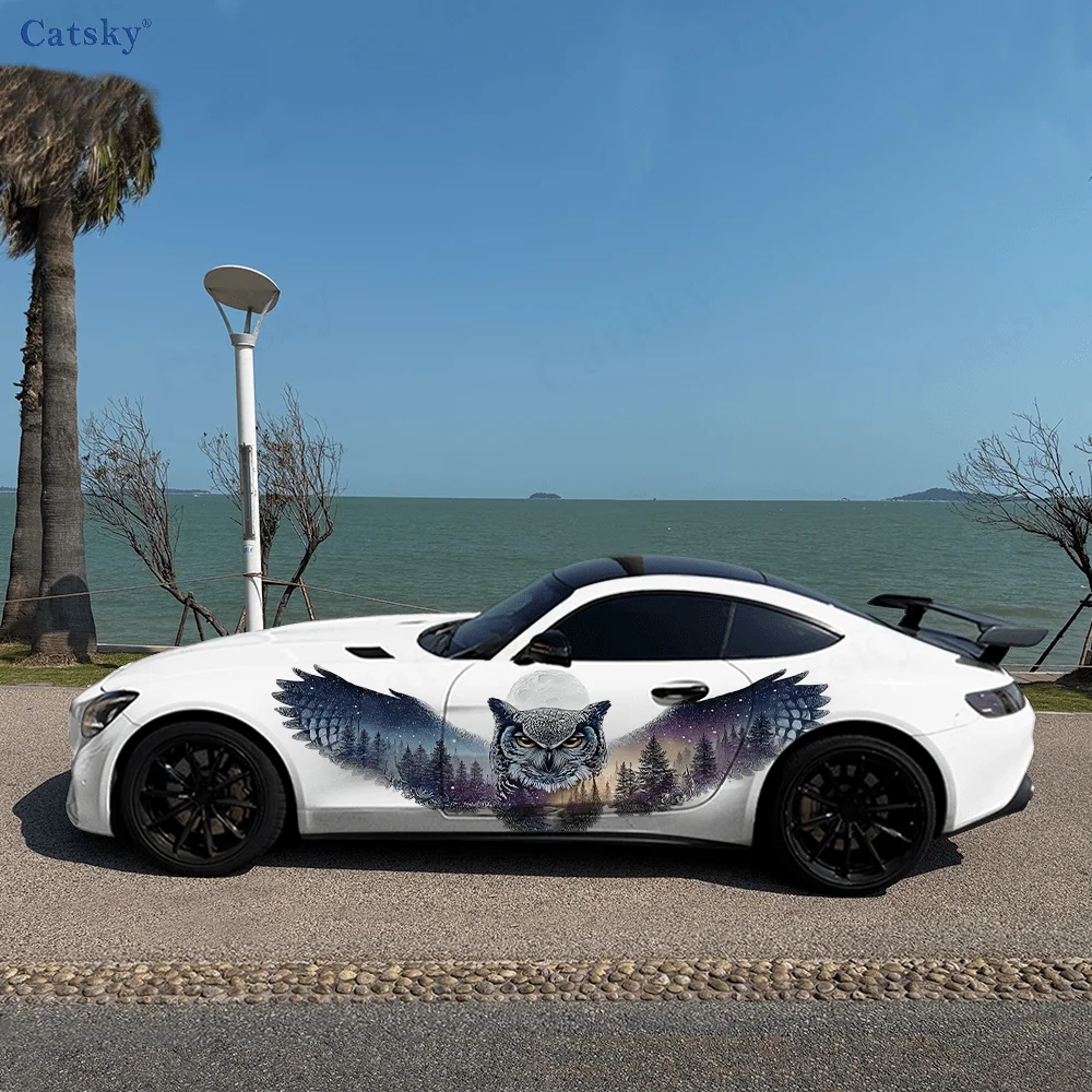 

Starry Sky Owl Charming Car Vinyl Wraps Decal Self-adhesive PVC Sticker Suitable for Trucks SUV Decoration Auto Accessories Gift