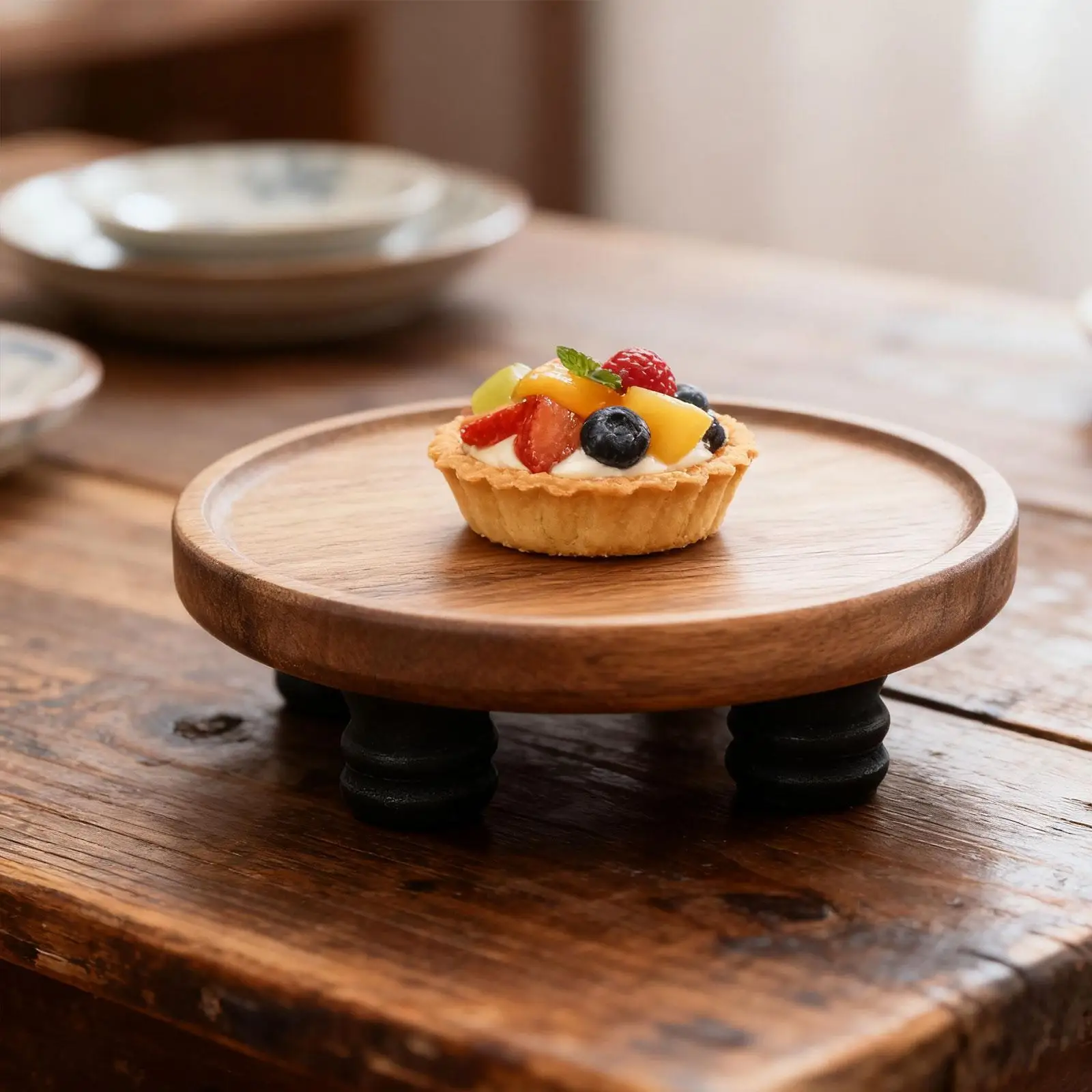 木製台座スタンド エレガントで頑丈な装飾トレイ 玄関 浴室 洗面台用