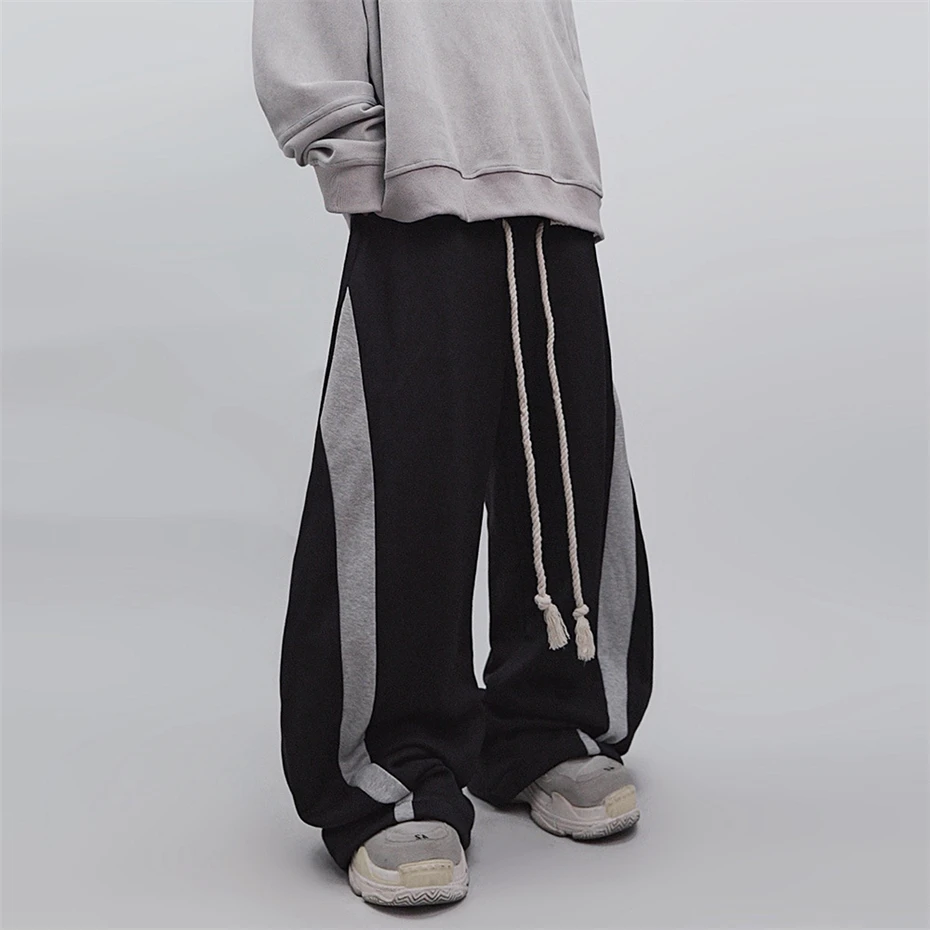 Hip Hop Joggers Pants Men Streetwear Color Block Sweatpants Mens Trousers Oversized Harajuku Baggy Wide-leg Scimitar Pants