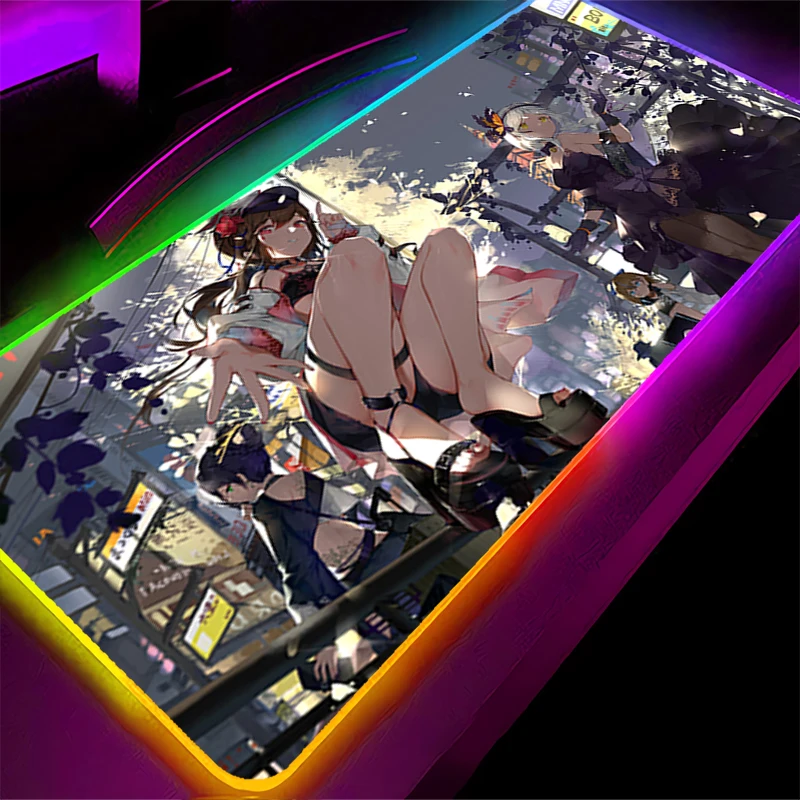 Tapis de souris LED RGB en caoutchouc, accessoires de jeu sur ordinateur, clavier, décoration de bureau, bureau, Style chinois, pour fille
