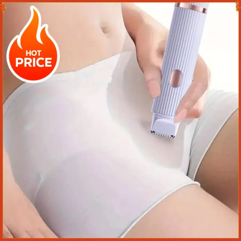 ماكينة حلاقة كهربائية اثنان في واحد للنساء - مناسبة للحواجب والوجه والساقين والإبطين ومزيل الشعر الرطب والجاف المحمول