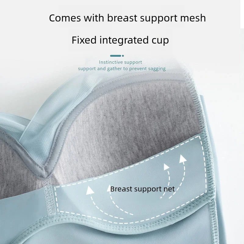 Integrated Ice Silk Seamless Underwear Without Underwire Holding Lightweight Comfortable Sports Sleep Bra Simple Fashion