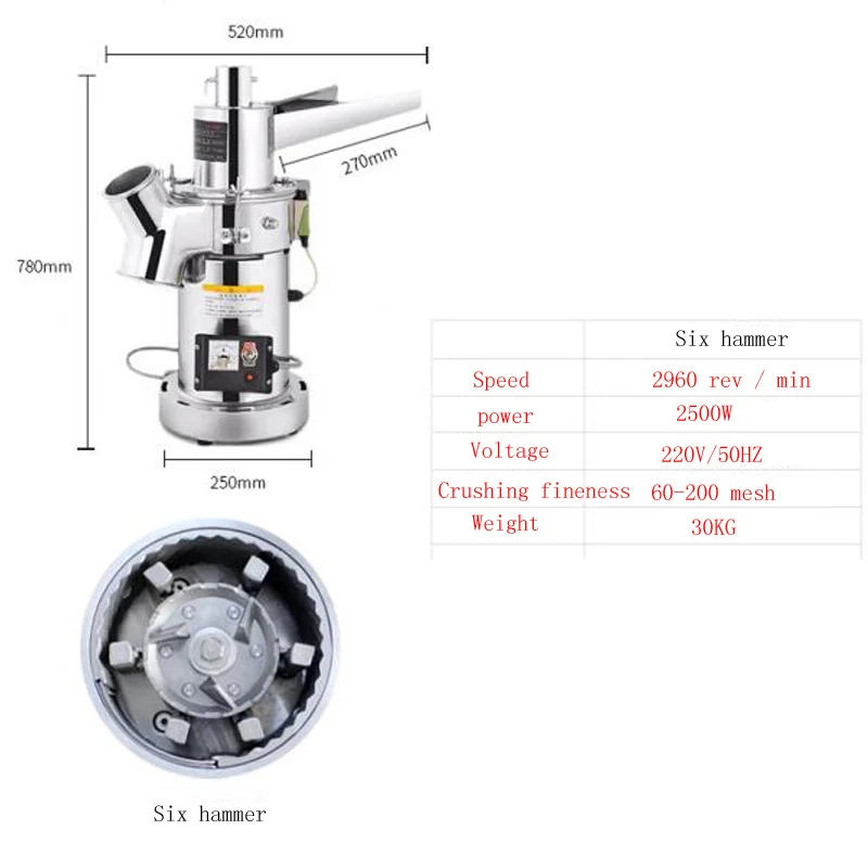 

Electric Automatic Flour Mill Machine Continuous Feeding Grain Mill Food Herb PVC ORE Grinder Mincer Pulverizer 15kg/h