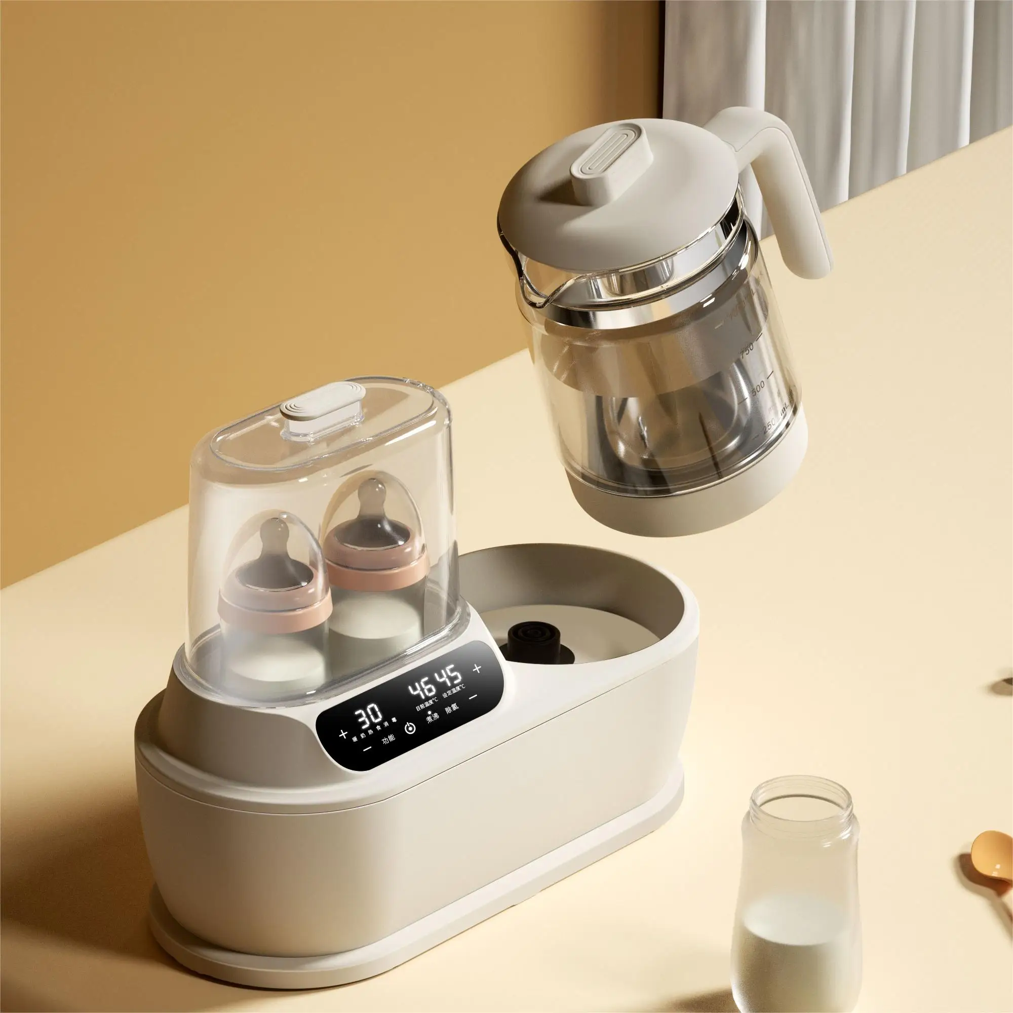 Multifunction baby bottle electric led touch screen glass kettle portable warmer milk warmer