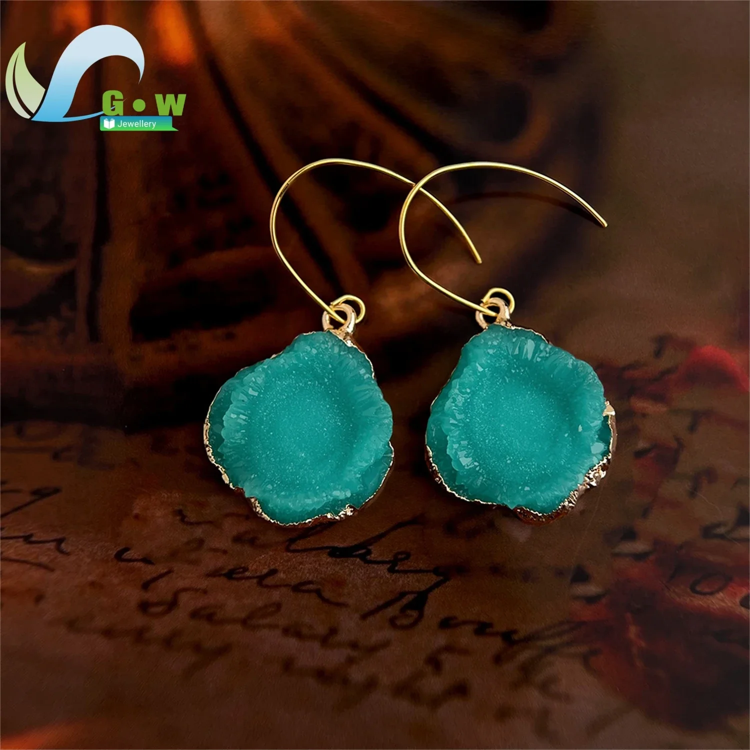Spring Summer Elegant Lake Blue Geometric Dangle Earrings For Women Minimalist Luxury Chic Jewelry Party Daily Wear Office Vacat
