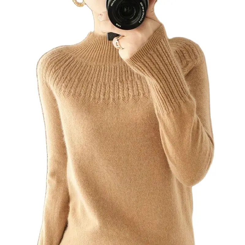 

Half High Collar Keep Warm Cashmere Shirt Women Knitwear Autumn Winter Pullover Age Reduction Inside Fashion Bottoming Shirt