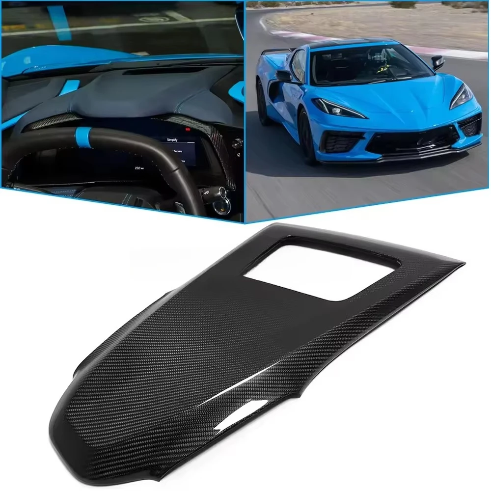 Dry Carbon Fiber Center Console Panel Cover Trim for Chevrolet Corvette C8 Stingray Sports 2020 2021-2023
