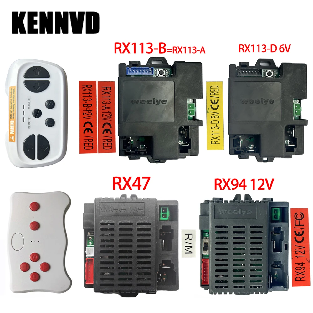 weelye Kids Electric Car Receiver and Remote Control,Ride On Car Controller RX94,RX113.12V Receiver with RM for Power Wheels