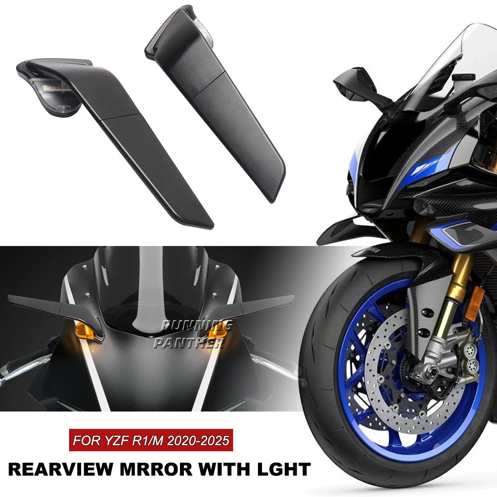 

For Yamaha YZF R1 r1 M 2020 - 2025 Motorcycle Rearview Side Mirrors Wind Wing Adjustable Rotating with LED Light
