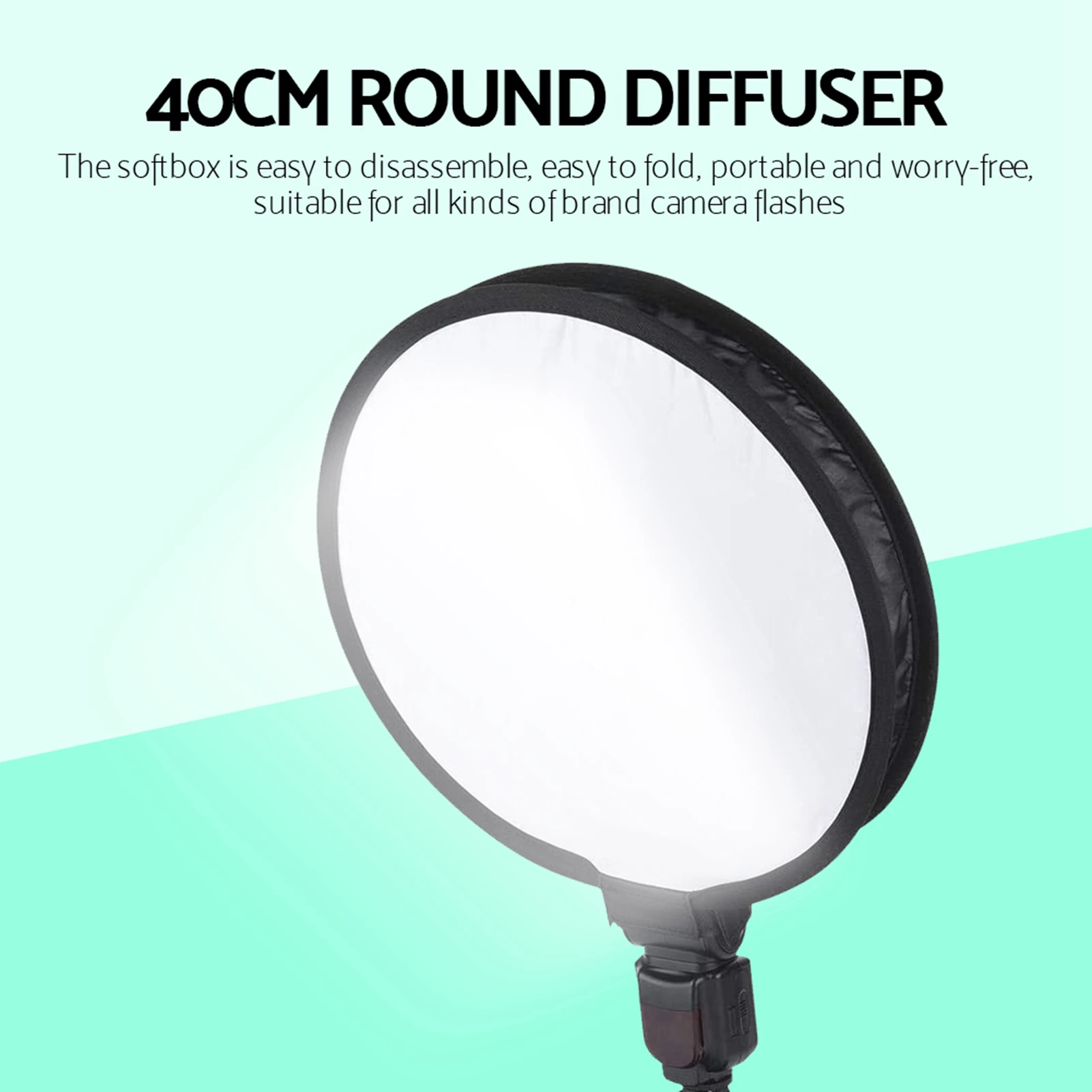 Universal 40cm Foldable Speedlite Softbox Round Flash Diffuser Mount Compatible for Camera Strobe Flash Light Portrait Product