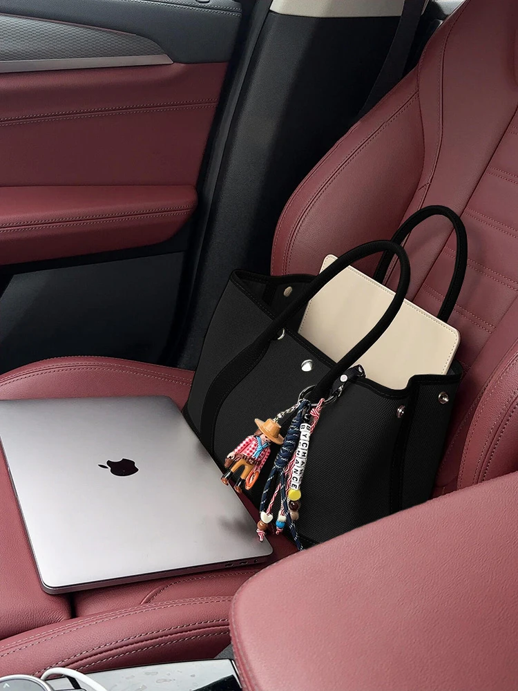 

Кожаная парусиновая большая сумка Capaci, женская новая пригородная сумка 2025 года, сумка на одно плечо, повседневная простая мягкая сумка L...