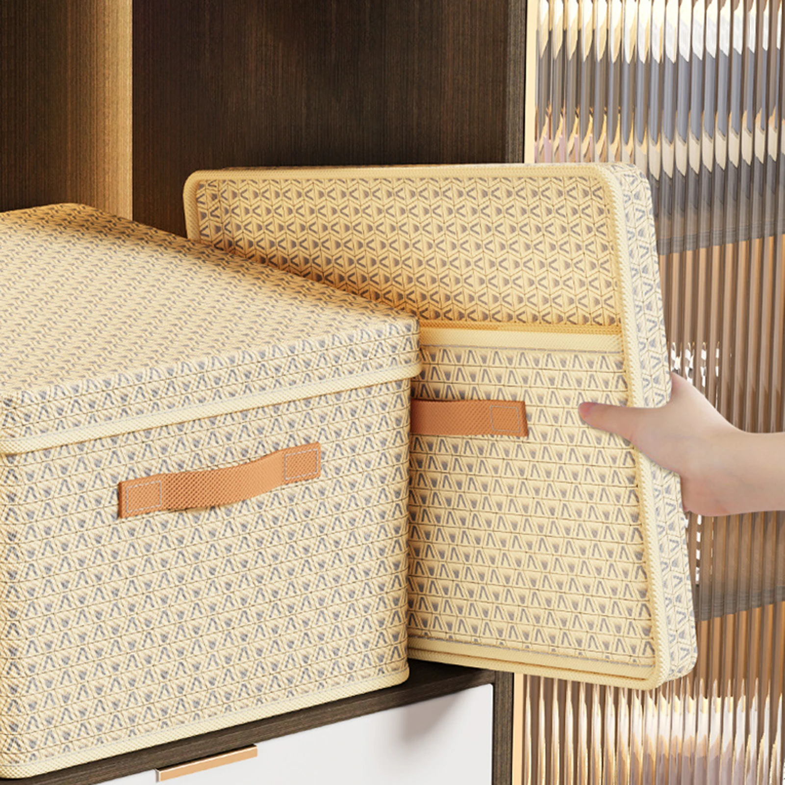 

Foldable Storage Box With Lid Thickened Fabric Storage Box For Seasonal Clothing Bed Sheets Quilt Student Dormitory Storage Box