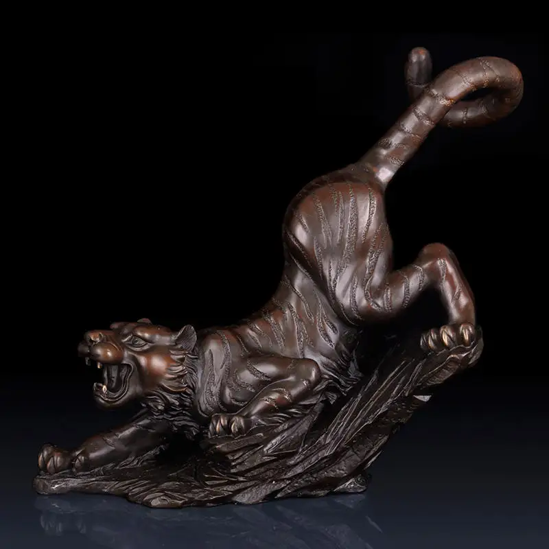 Animal Sculpture Large Tiger Down the Mountain  Bronze/Gold Statue Wildlife Art High-end Office Decoration