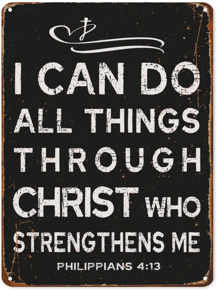 Jesus Christ Easter Metal Tin Signs for Christians Home Office Bar Bedroom Funny Tin Signs I Can Do All Things Through Chri sign