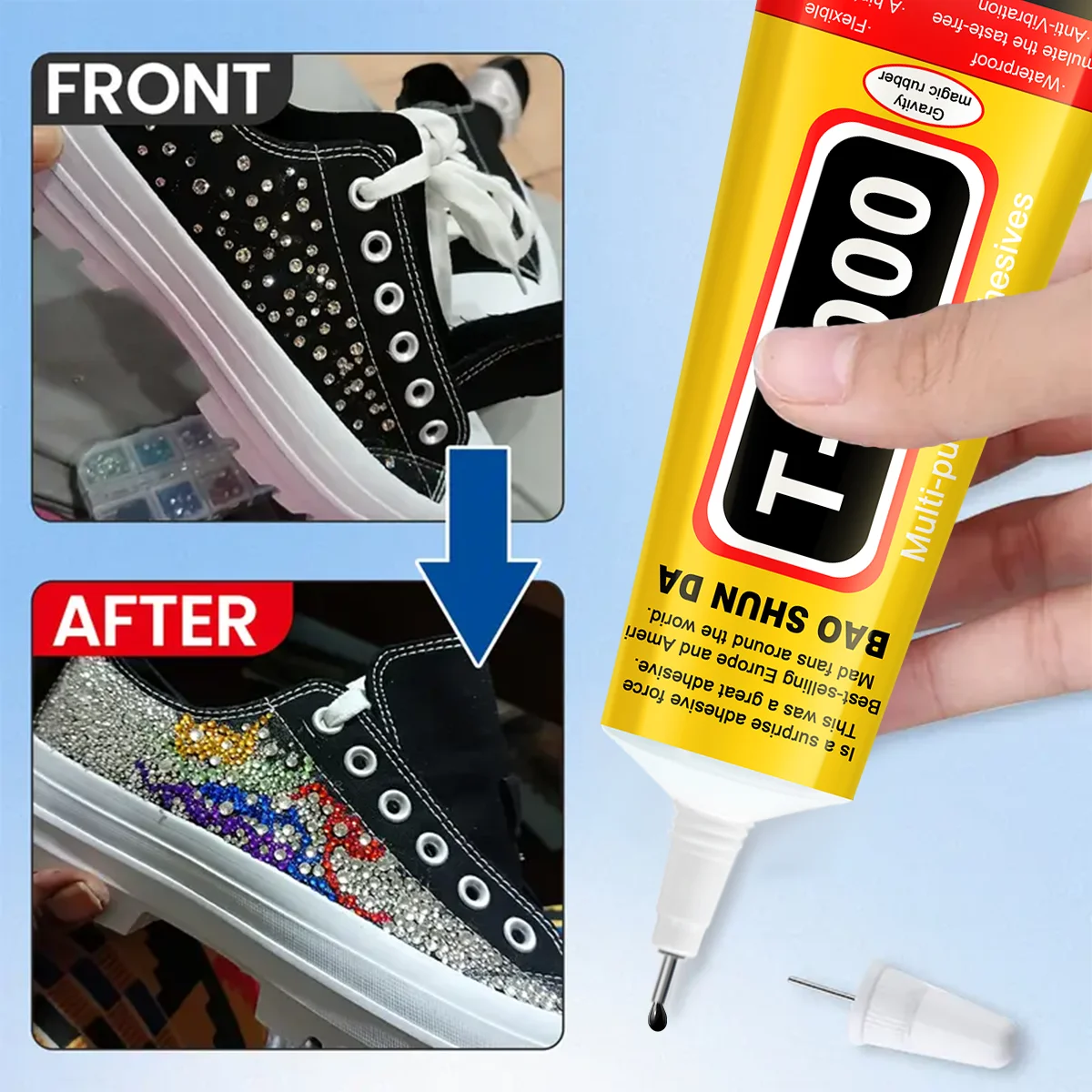 O adesivo preto T-7000 é um adesivo à prova d'água de alto desempenho para reparo de precisão, ideal para telefones celulares, eletrônicos, joias e ofícios.