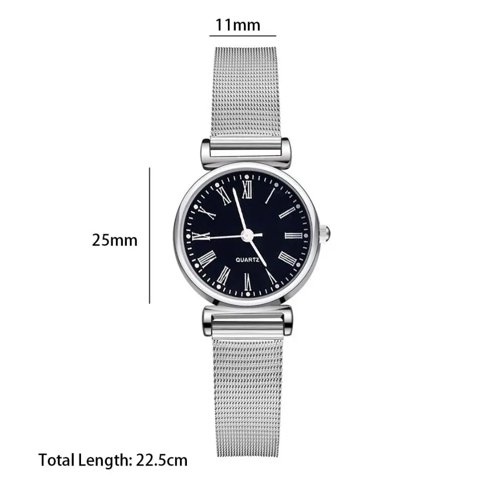 ساعات دائرية إبداعية فاخرة بحزام شبكي وساعات يد بحزام كوارتز قابل للتعديل هدايا