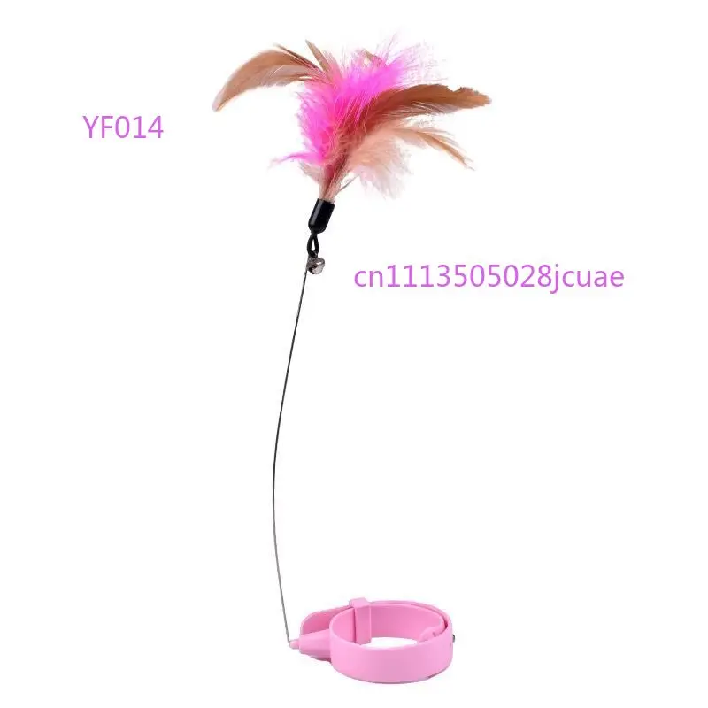 Hands-free Collar Cat Teaser Stick Neck Wear Feather Steel Wire Cat Interactive Toy Relieve Boredom Pet Plaything
