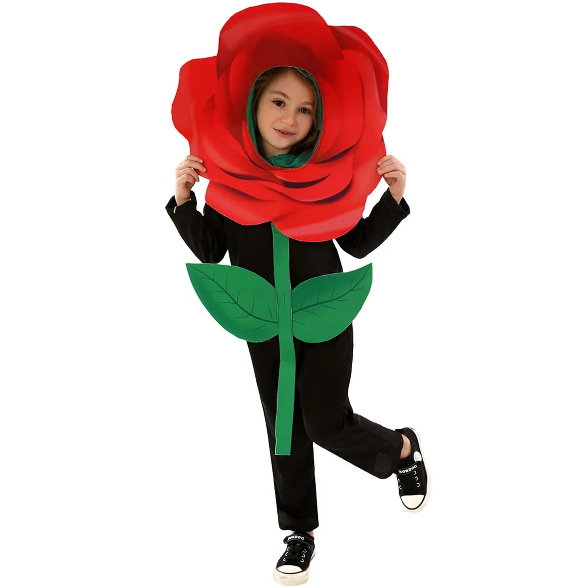 Christmas Halloween Rose Flowers Dress Up Kids Plants Red Rose Flower Costume