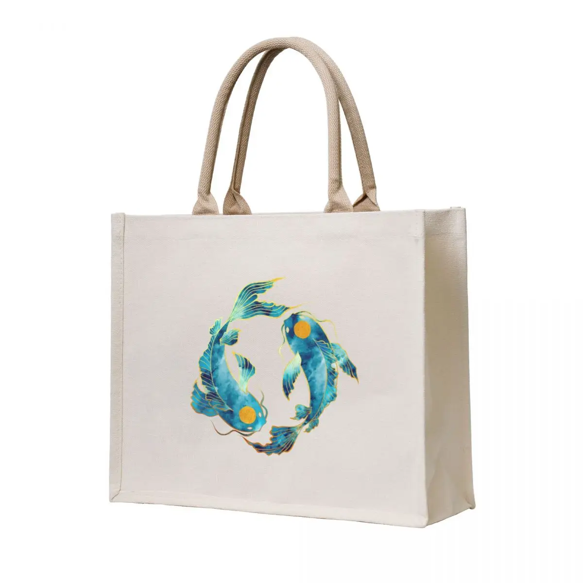 

Koi Fish Ying Yang Watercolor Tote Bag canvas tote Shopping bags Women's bags