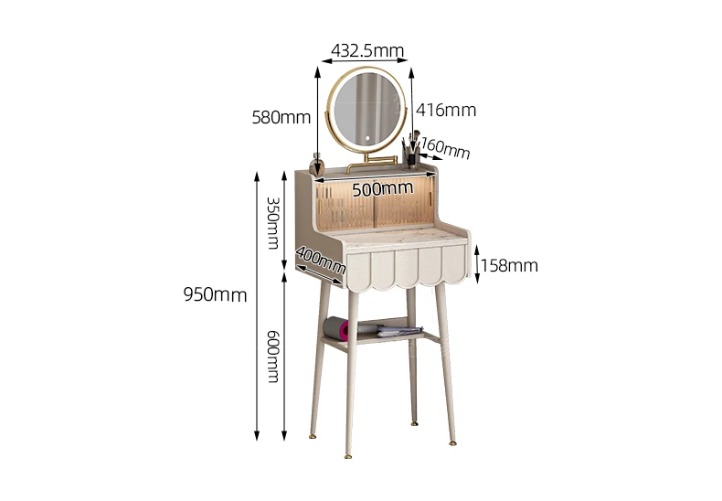 French Cream Wind Rock Plate Dressing Table