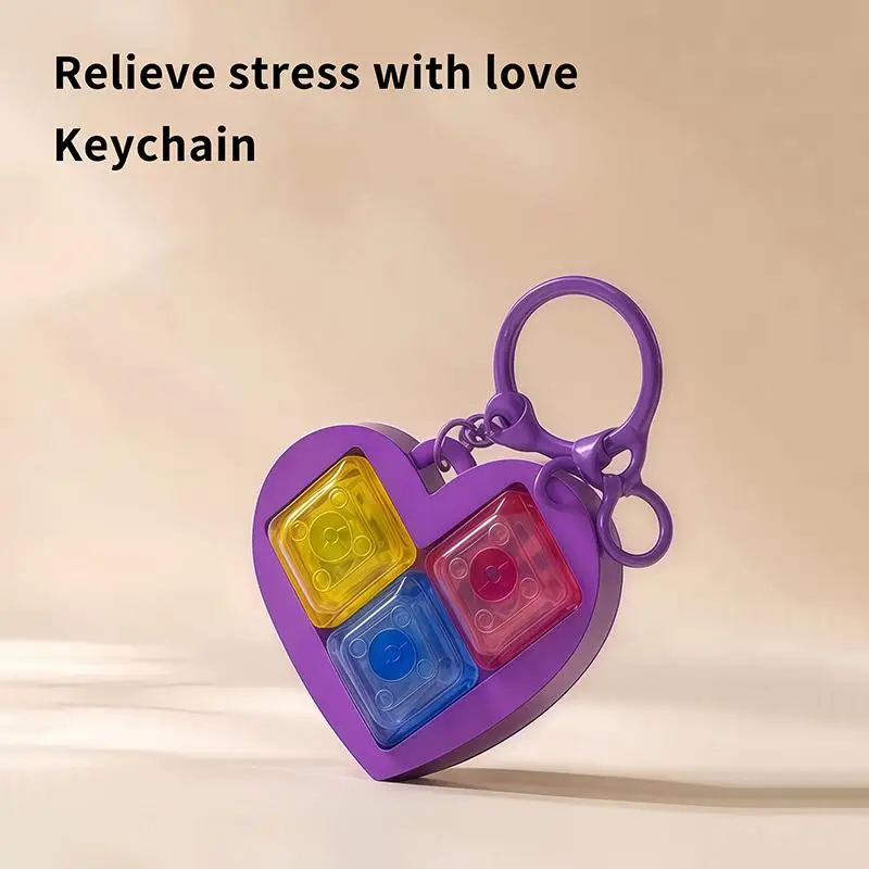 Heart Shaped Fidget Keychain Stress Relief Brain Training Kids Gift Mini Portable Sensory Toy
