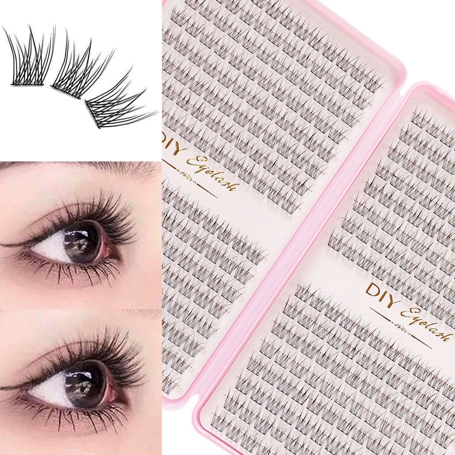 384 Soft and Lightweight Fish Tail Single Cluster Eyelashes, 10-12 Millimeters - Perfect for Daily Makeup and Eyelash Extension