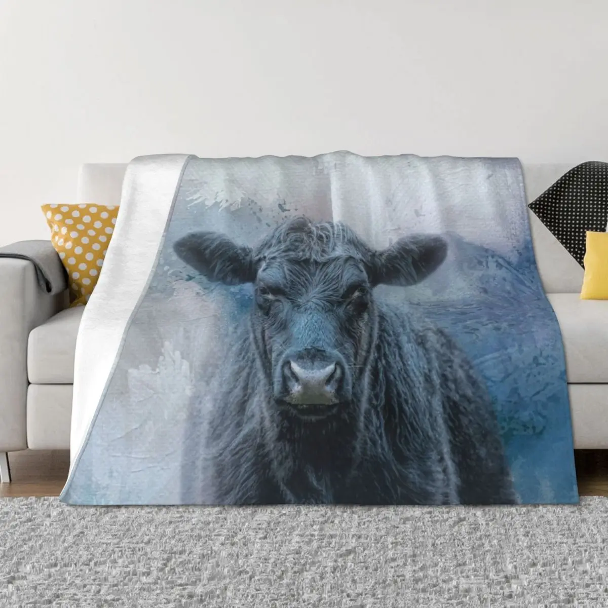

Black Aberdeen Angus One Throw Blanket Flannel Fabric Shaggy Summer Thermal Blankets