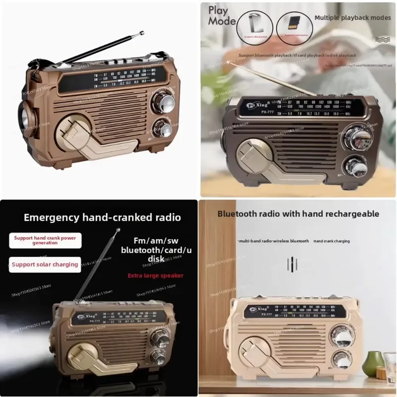 3-Band Solar Hand Crank Emergency Radio with Bluetooth, TF Card & LED Flashlight | Portable Survival Gear
