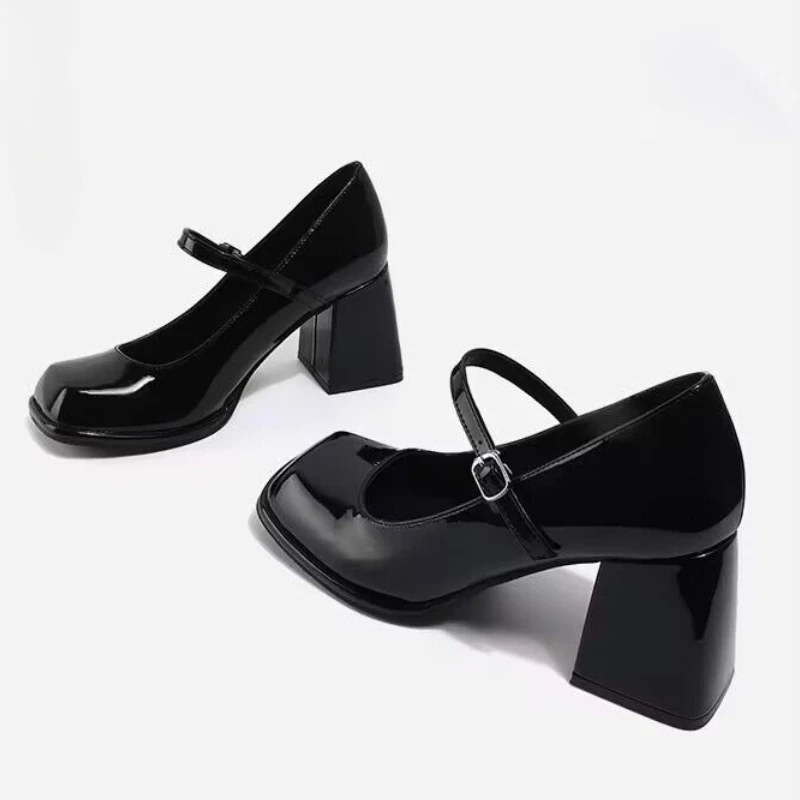 

Women Mary Jane Shoes High Quality Patent Leather High Heels Single Shoe Elegant Temperament Pumps Banquet Dress Shoes for Women