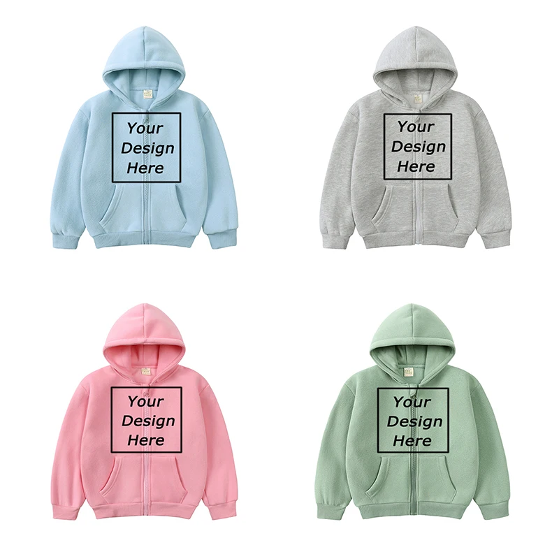 

Add Your Design Customized Winter Toddlers Hoodie Kids Clothes Baby Girls Boys Jacket Children Sweatshirt Fleece Zipper Coat
