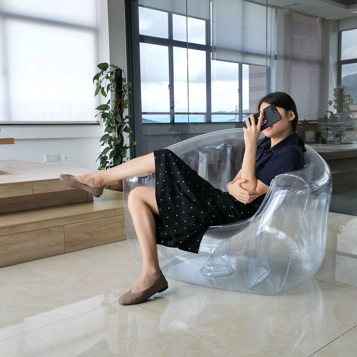 Lazy recliner inflatable sofa transparent outdoor inflatable chair art air sofa furniture balcony