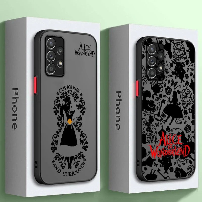

Disney Alice Cartoon Cool Frosted Translucent For Samsung A53 A52 A33 A32 A51 A71 A21S A13 A73 A50 A22 A12 5G TPU Phone Case