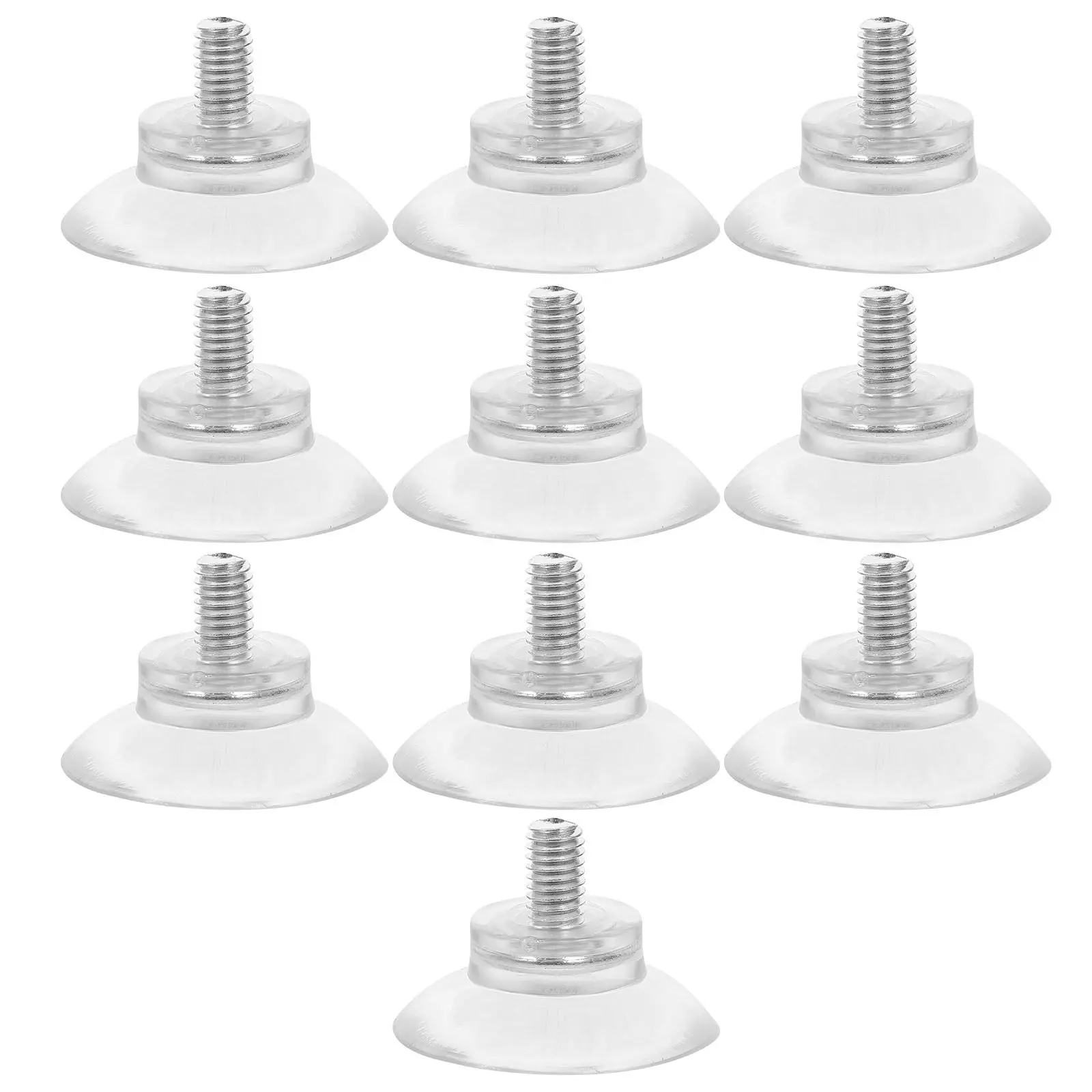 10Pcs Transparent Suction Cups with Metal Screws and Threaded Inserts for Glass Surfaces Tables Showers Windows Doors Home