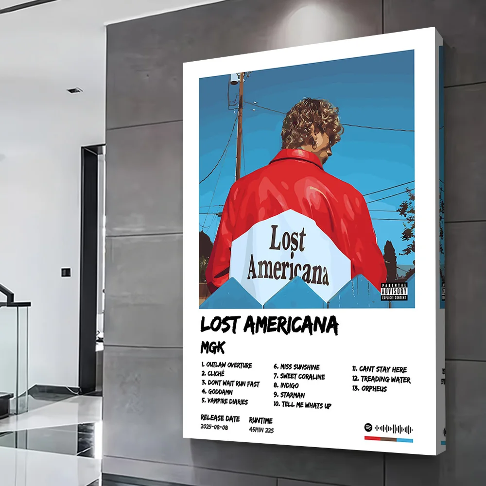 MGK Lost Americana Album Cover Poster Customizable Printed Canvas Painting for Pictures Wall Art Wand Deko Room Ornaments Mural