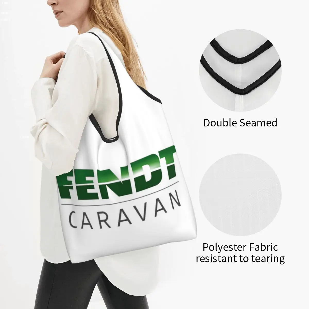 Fendt Caravan Portable Tote Shopping Bags Large Capacity Shopper Bag Grocery Handbag Shoulder Bag