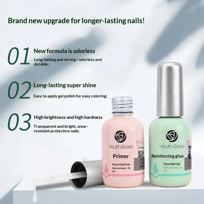 15 مللي تعزيز هلام طلاء الأظافر قاعدة شفافة معطف فوقي تمديد الذاتي التسوية تثبيت اللون نقع قبالة الأشعة فوق البنفسجية مسمار الورنيش #3