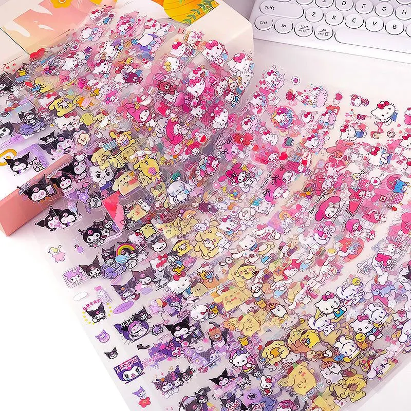 20Sheets/Set Sanrio Stickers Hellokitty Kuromi Cinnamoroll Family Series Stickers No Repetition Waterproof Diy Children Toys