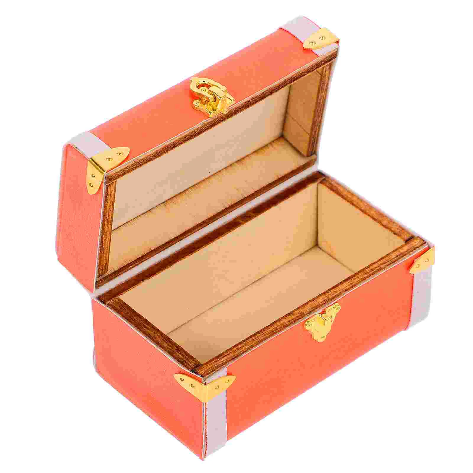 

Mini Storage Box Dollhouse Miniature Model Suitcase Decor Wooden Luggage Suitcases