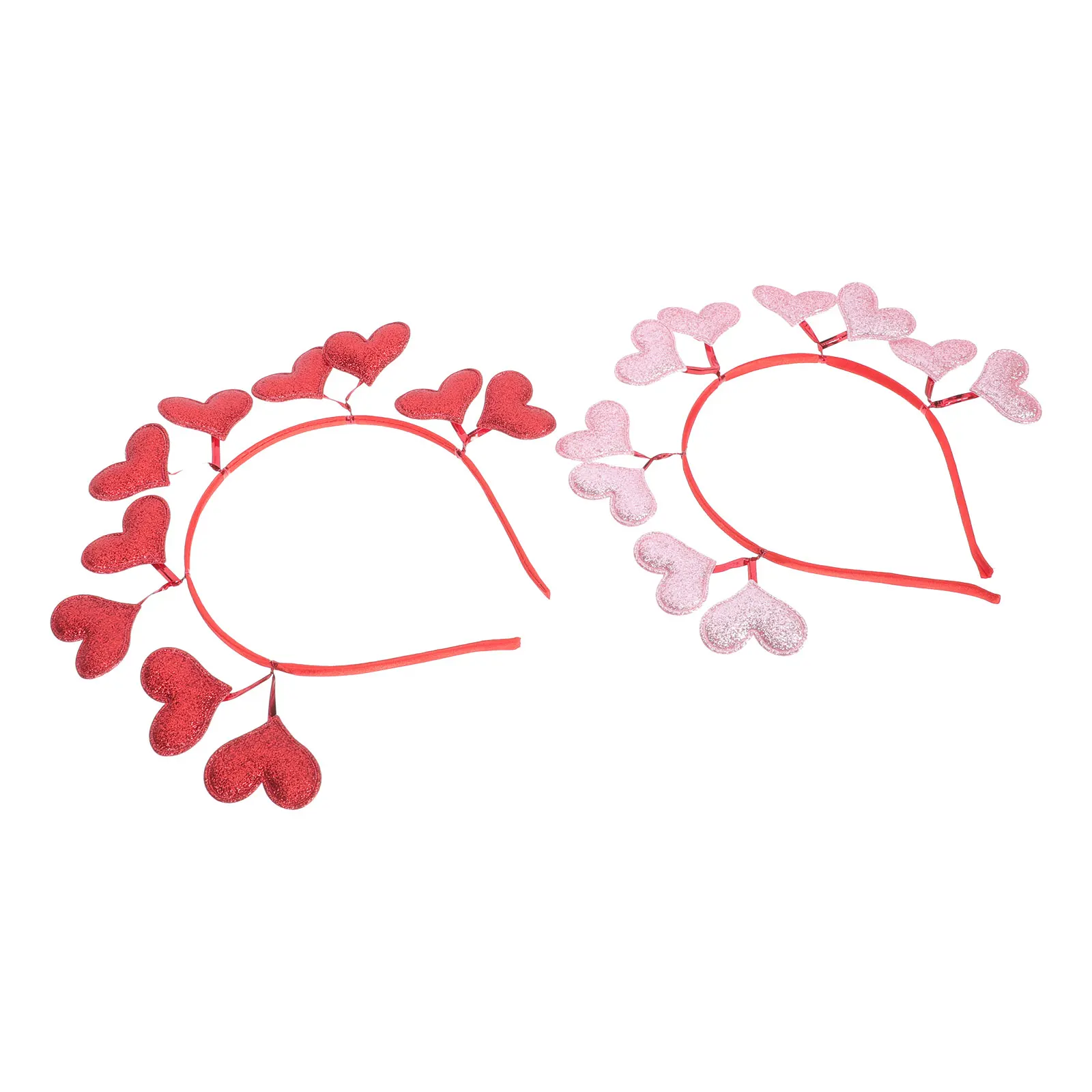 

2Pcs Heart Shaped Headbands Plastic Hair Hoops Adjustable Flexible Decorations for Party Christmas Valentine Hair Accessories