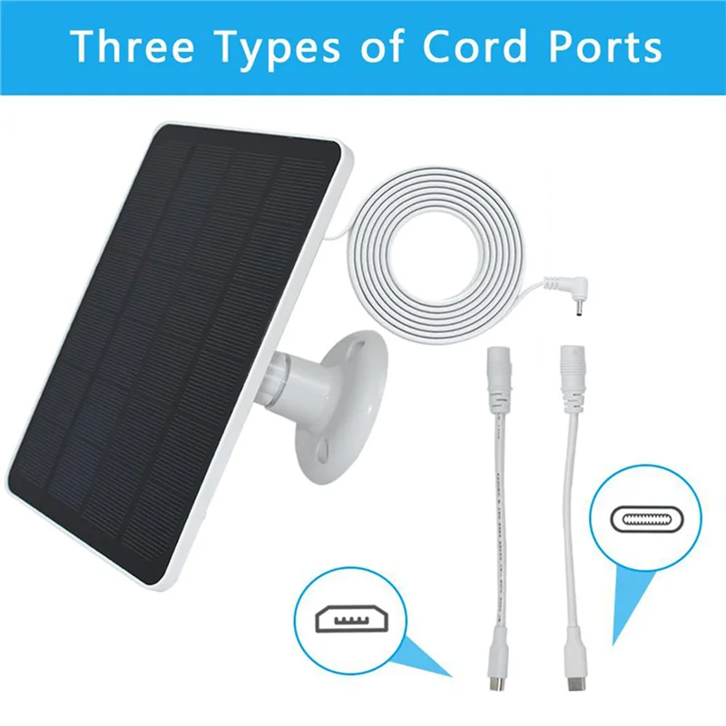 VELIF-2X Solar Panel For Outdoor Security Camera,5W Waterproof Solar Panels Charger For Ring Spotlight Cam Plus/Pro