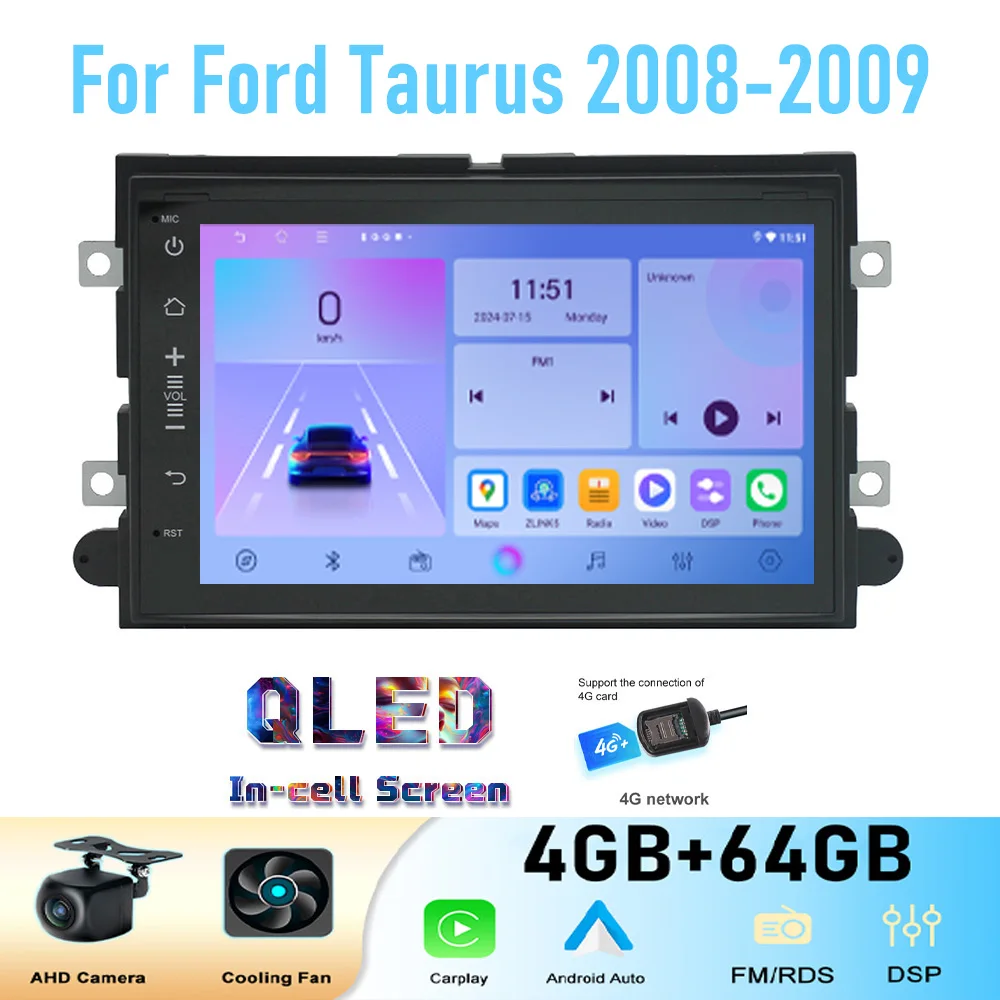 

7" For Ford Taurus 2008-2009 GPS 4GB+64GB Car Stereo Radio Wireless Carplay Android Auto Head Unit Intelligent System WIFI Navi