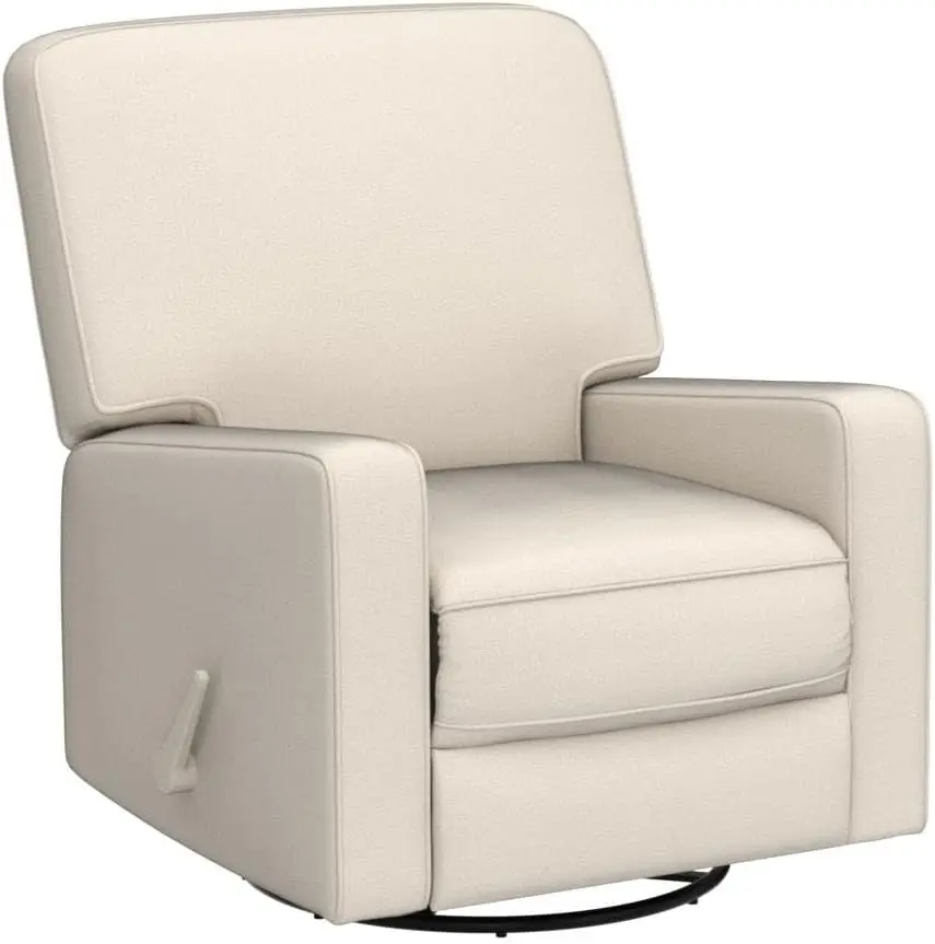 Swivel Rocker Recliner Chair, Fabric Rocking Chair with High Back, Deep Comfy Seat, for Living Room, Bedroom, Beige