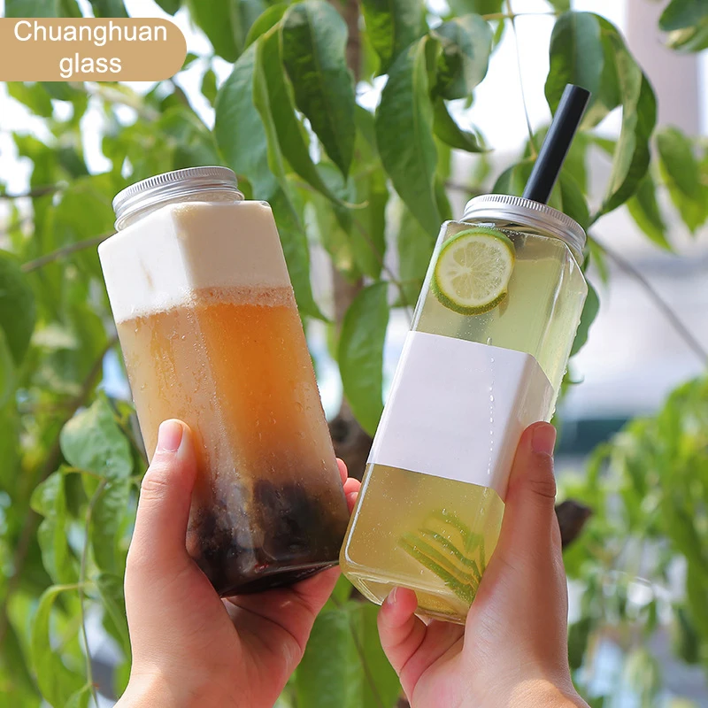 500ml Portable Fruit Juice Cold Brewed Tea Bottle Empty Transparent Plastic Beverage Bottle Disposable Milk Tea Bottle Kitchen